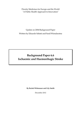 Background Paper 6.6 Ischaemic and Haemorrhagic Stroke