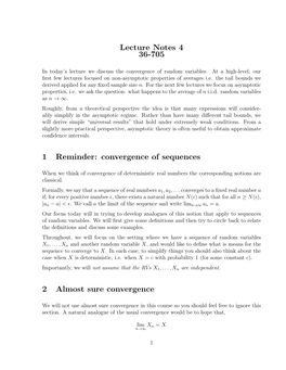 Lecture Notes 4 36-705 1 Reminder: Convergence of Sequences 2