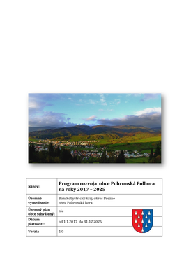 Program Rozvoja Obce Pohronská Polhora Na Roky 2017 – 2025