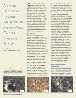 Applying Hydrology to Land Management on the Valles Caldera