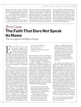 Jerry Coyne the Faith That Dare Not Speak Its Name the Case Against Intelligent Design