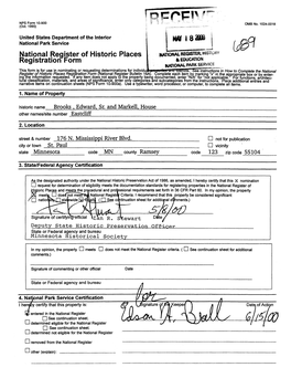 Continuation Sheet Brooks Edward Sr Andmarkdlhouse ______Ramsey County, Saint Paul, Minnesota