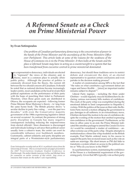 A Reformed Senate As a Check on Prime Ministerial Power