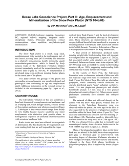 Dease Lake Geoscience Project, Part III: Age, Emplacement and Mineralization of the Snow Peak Pluton (NTS 104J/08)