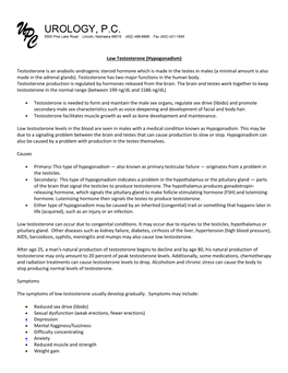 Low Testosterone (Hypogonadism)