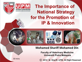 The Importance of National Strategy for the Promotion of IP & Innovation