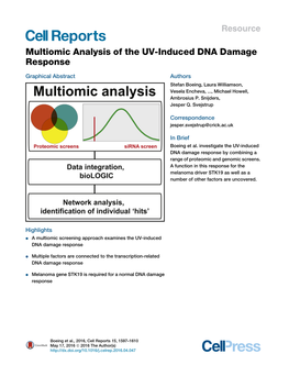 Multiomic Analysis of the UV-Induced DNA Damage Response