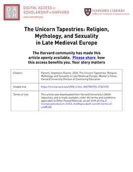 The Unicorn Tapestries: Religion, Mythology, and Sexuality in Late Medieval Europe