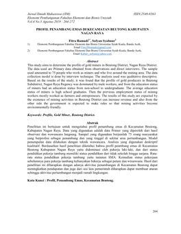 Jurnal Ilmiah Mahasiswa (JIM) ISSN.2549-8363 Ekonomi Pembangunan Fakultas Ekonomi Dan Bisnis Unsyiah Vol.4 No.3 Agustus 2019 : 264-272