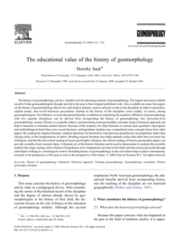 The Educational Value of the History of Geomorphology