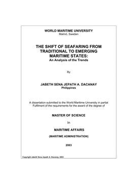 THE SHIFT of SEAFARING from TRADITIONAL to EMERGING MARITIME STATES: an Analysis of the Trends