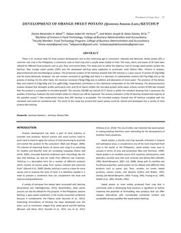DEVELOPMENT of ORANGE SWEET POTATO (Ipomoea Batatas Lam.) KETCHUP