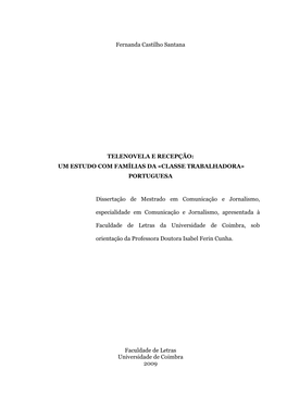 Fernanda Castilho Santana TELENOVELA E RECEPÇÃO