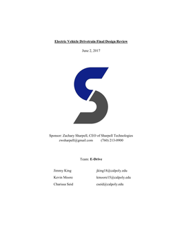 Electric Vehicle Drivetrain Final Design Review