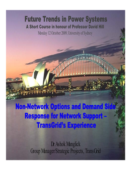 Future Trends in Power Systems Non-Network Options and Demand