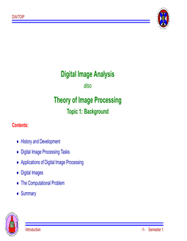 Digital Image Analysis Theory of Image Processing