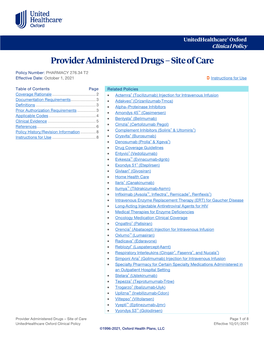 Provider Administered Drugs – Site of Care – Oxford Clinical Policy