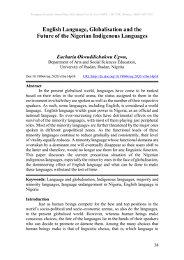 English Language, Globalisation and the Future of the Nigerian Indigenous Languages