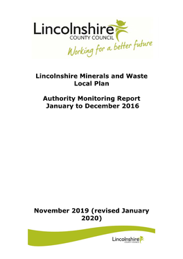 2016 Lincolnshire Authority Monitoring Report Final