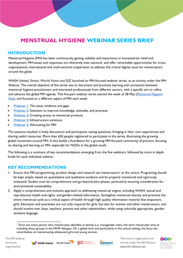 Menstrual Hygiene Webinar Series Brief