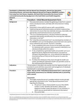 Procedure: Initial Wound Assessment Form