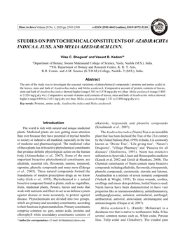 Studies on Phytochemical Constituents of Azadirachta Indica A