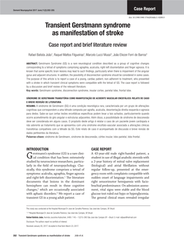 Transient Gerstmann Syndrome As Manifestation of Stroke Case Report and Brief Literature Review