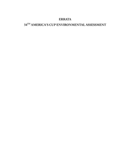 Errata 34 America's Cup Environmental Assessment