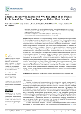 Thermal Inequity in Richmond, VA: the Effect of an Unjust Evolution of the Urban Landscape on Urban Heat Islands