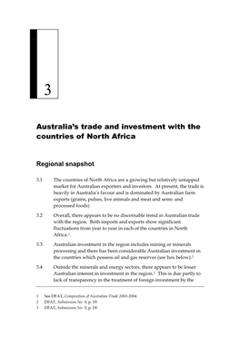 Australia's Trade and Investment with the Countries of North Africa