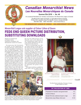 Canadian Monarchist News Les Nouvelles Monarchiques Du Canada Summer/Été 2019 — No