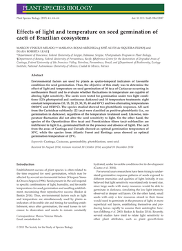Effects of Light and Temperature on Seed Germination of Cacti of Brazilian Ecosystems