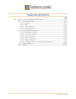 TABLE of CONTENTS Page 4.19 GEOLOGY, SOILS, and MINERAL RESOURCES