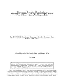 The COVID-19 Shock and Consumer Credit: Evidence from Credit Card Data