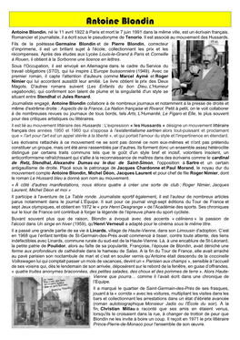 Antoine Blondin Antoine Blondin, Né Le 11 Avril 1922 À Paris Et Mort Le 7 Juin 1991 Dans La Même Ville, Est Un Écrivain Français