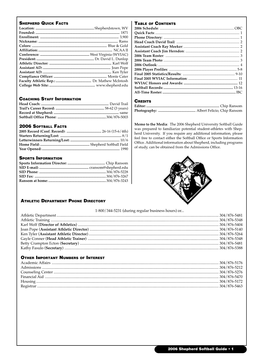 2006 Shepherd Softball Guide • 1 COACHING STAFF