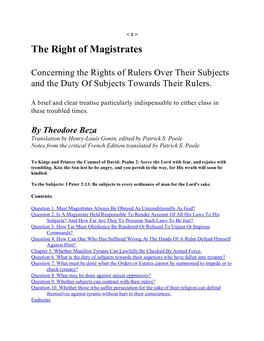 The Right of Magistrates