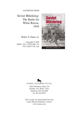 Soviet Blitzkrieg: the Battle for White Russia, 1944