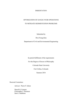 Dissertation Optimization of Sangju Weir