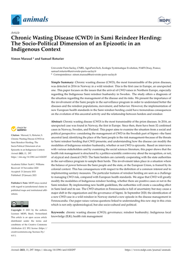 Chronic Wasting Disease (CWD) in Sami Reindeer Herding: the Socio-Political Dimension of an Epizootic in an Indigenous Context