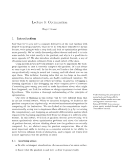 Lecture 8: Optimization