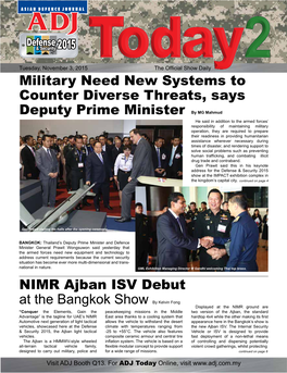 Military Need New Systems to Counter Diverse Threats, Says Deputy Prime Minister NIMR Ajban ISV Debut at the Bangkok Show