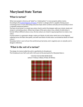 Maryland State Tartan What Is Tartan?