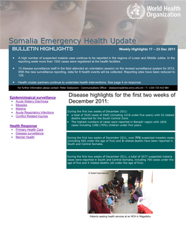 Somalia Health Update 17-23 Dec 2011