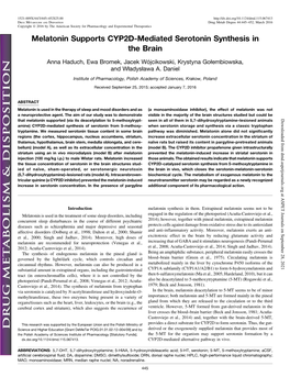 Melatonin Supports CYP2D-Mediated Serotonin Synthesis in the Brain