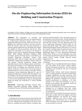 On-Site Engineering Information Systems (EIS) for Building and Construction Projects