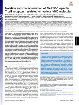 Isolation and Characterization of NY-ESO-1–Specific T Cell Receptors Restricted on Various MHC Molecules