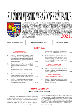 GRAD LUDBREG Akcijski Plan Energetski I Klimatski Odr- AKTI GRADSKOG VIJEĆA Živog Razvitka (SECAP) Grada Ludbrega 3135