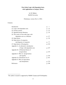 First Order Logic with Dependent Sorts, with Applications to Category Theory