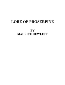 Lore of Proserpine